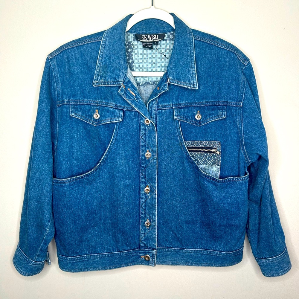 Vintage 80s 90s Country Western Denim Jean Jacket Western Button Up Petite Small